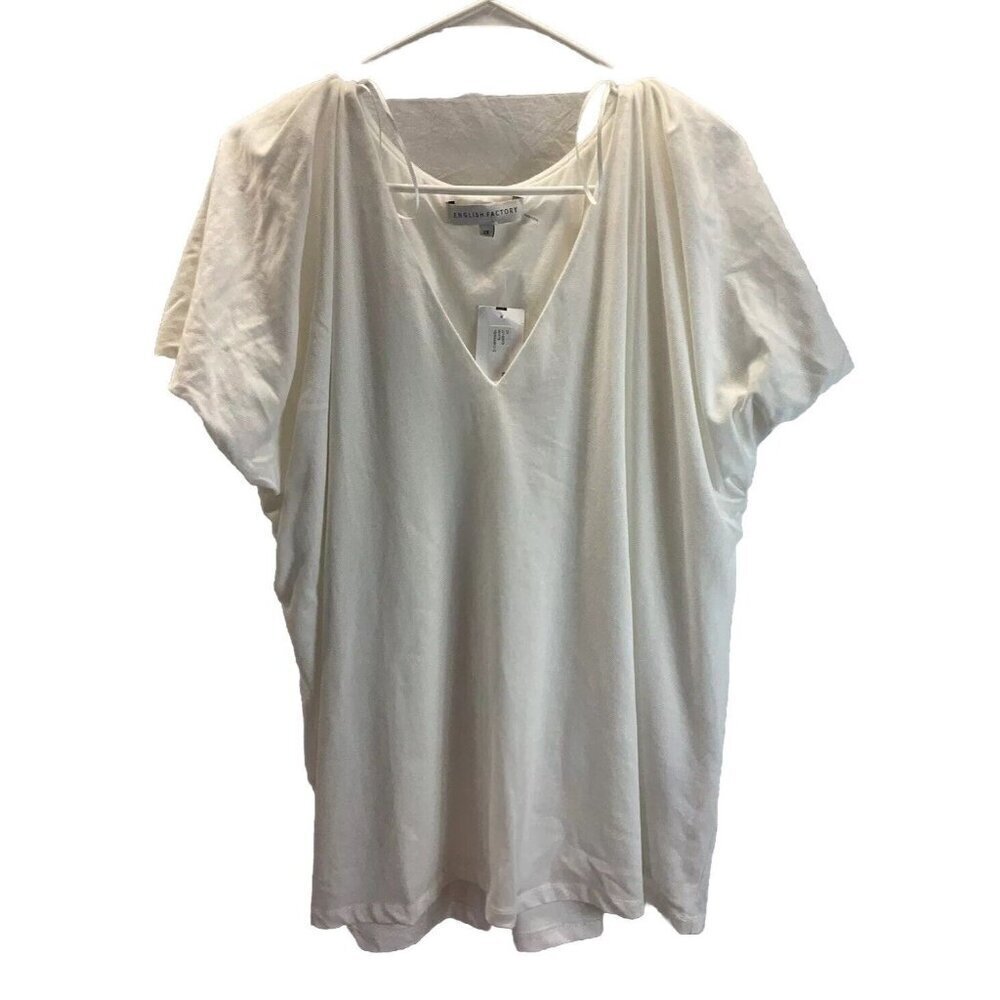 NEW English factory women’s Plus‎ 2X lined white top puffed sleeves romantic